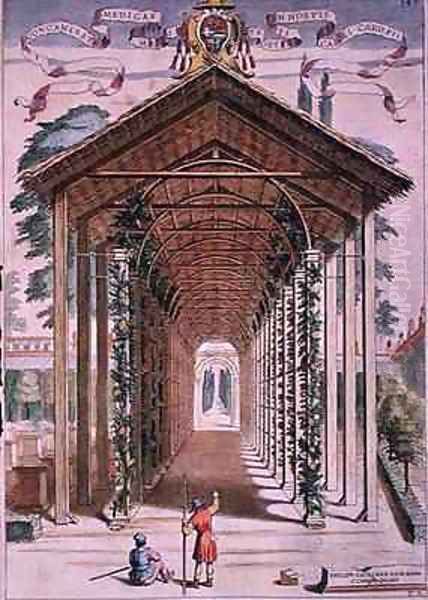 A Trellised Covered Walkway Oil Painting by Filippo Gagliardi