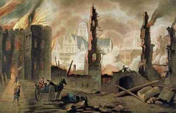 The Great Fire of London in the Year of 1666 Oil Painting by Jan the Elder Griffier