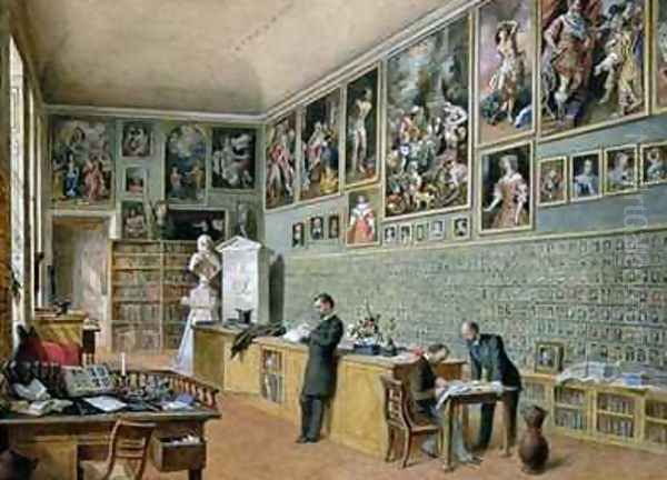 The Library in use as an office of the Ambraser Gallery in the Lower Belvedere Oil Painting by Carl Goebel