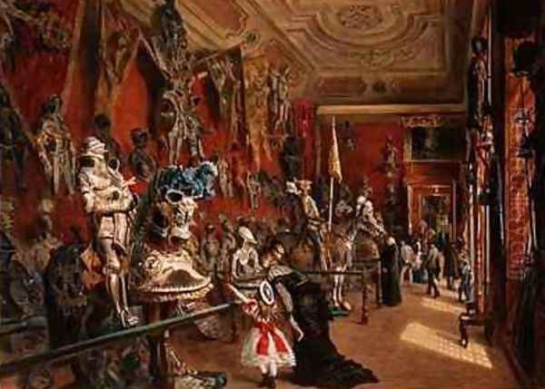 The second Armoury Room in the Ambraser Gallery of the Lower Belvedere Oil Painting by Carl Goebel