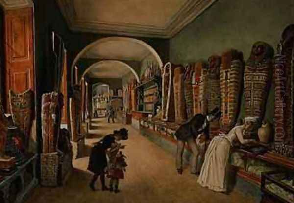 The Corridor and the last Cabinet of the Egyptian Collection in the Ambraser Collection of the Lower Belvedere Oil Painting by Carl Goebel