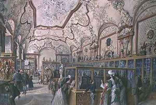 The Marble Hall of the Ambraser Gallery in the Lower Belvedere Vienna Oil Painting by Carl Goebel