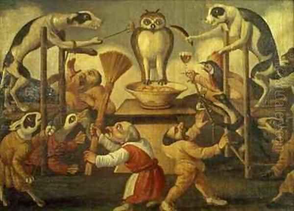 Temptation of the Owl Oil Painting by Pier Leone Ghezzi