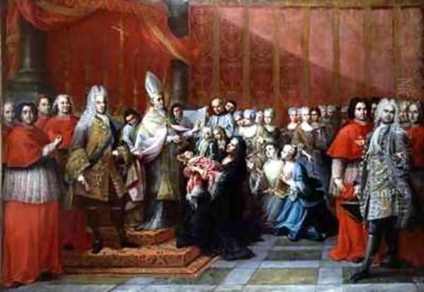 The Baptism of Prince Charles Edward Stewart 1720-88 Oil Painting by Pier Leone Ghezzi