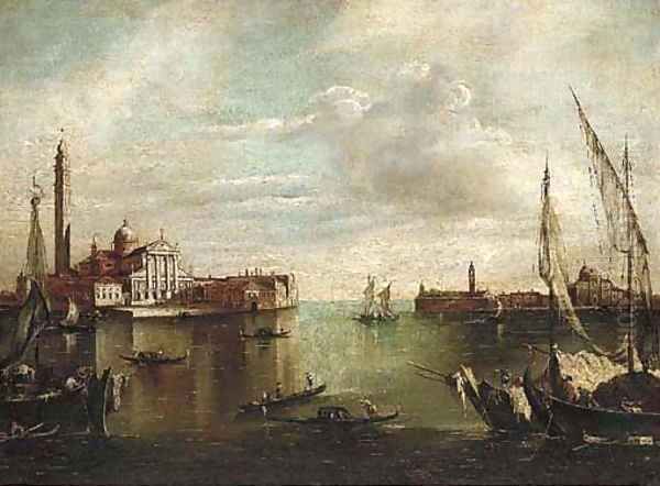 A busy waterway before St. Giorgio Maggiore, Venice Oil Painting by Francesco Guardi