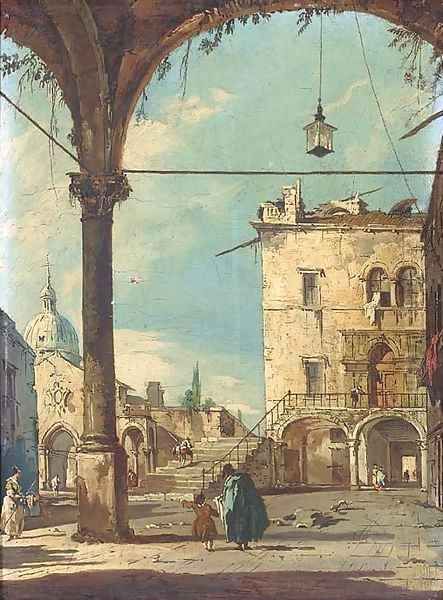 Elegant figures beneath arches 2 Oil Painting by Francesco Guardi