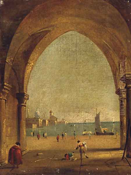 The Bacino Di San Marco From The Colonnade Of The Doge'S Palace Oil Painting by Francesco Guardi