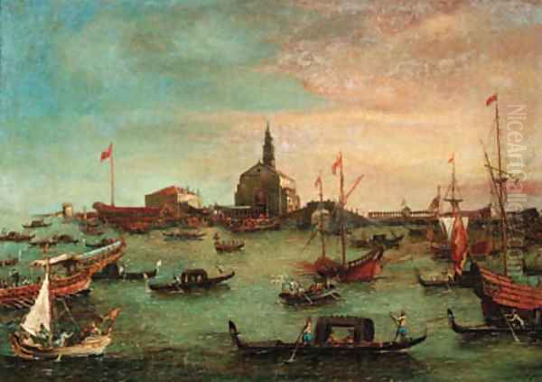 The Bucintoro at San Nicol del Lido, Venice Oil Painting by Francesco Guardi