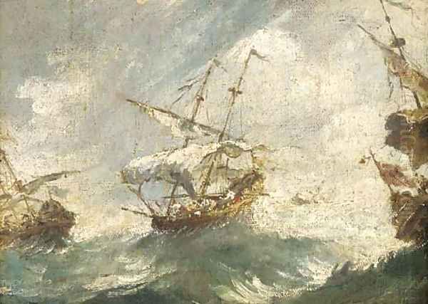 Shipping in stormy seas Oil Painting by Francesco Guardi