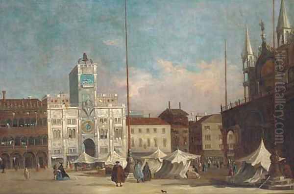 The Piazza San Marco, Venice, looking towards Orologio del Moro Oil Painting by Francesco Guardi