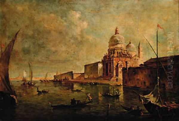 A view of Venice, looking Westwards towards Santa Maria della Salute, with the spirals of the Customs House beyond Oil Painting by Francesco Guardi