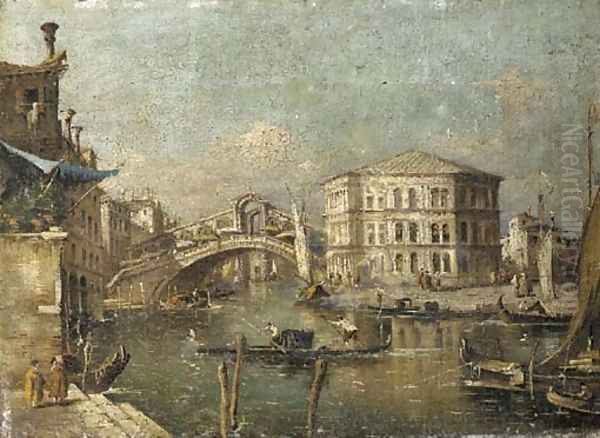 The Grand Canal with the Rialto Bridge Oil Painting by Francesco Guardi