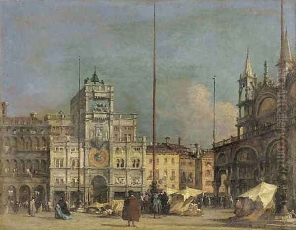 The Piazza San Marco, Venice, looking north towards the Torre dell'Orologio Oil Painting by Francesco Guardi