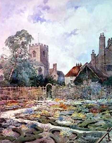 The knot garden the Guild Chapel Stratford upon Avon Oil Painting by D.A. Greatorex