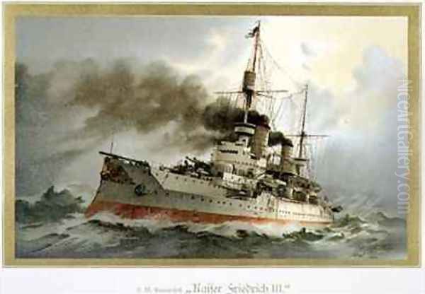 SM Linienschiff Kaiser Friedrich III Oil Painting by H. Graf