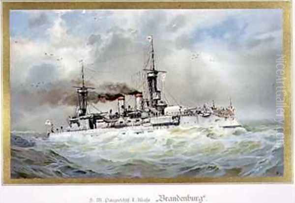 SM Panzerschiff I Klasse Brandenburg Oil Painting by H. Graf