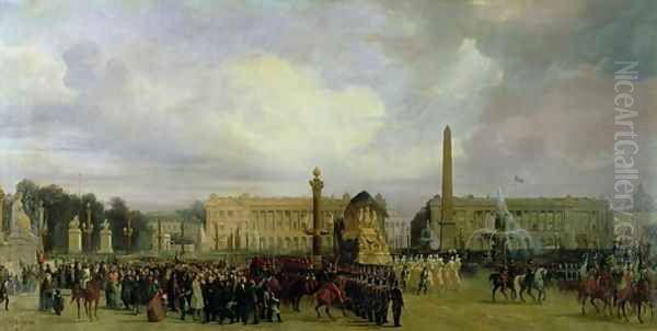 The Ceremony for the Return of Napoleons Ashes in 1840 Oil Painting by Jacques Guiaud