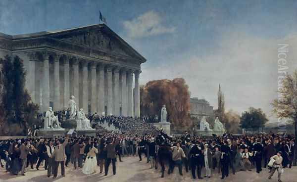 The Palais du Corps Legislatif after the Last Sitting on 4th September 1870 Oil Painting by Jacques Guiaud