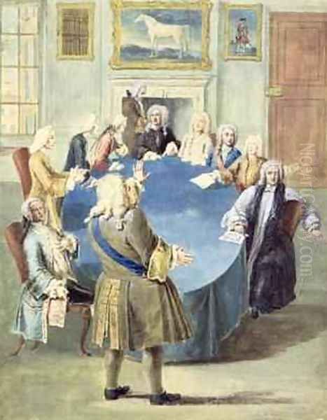 Sir Robert Walpole addressing his cabinet Oil Painting by Joseph Goupy