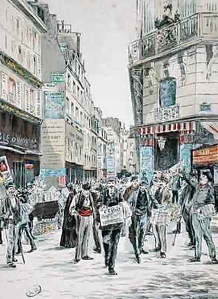 View of the Rue de Croissant in the 11th arrondissement of Paris Oil Painting by Grenier, Ernest