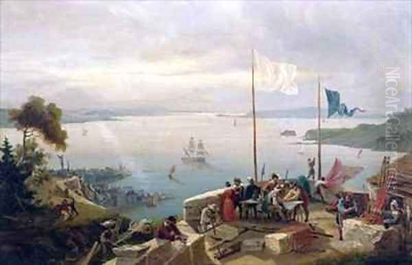 Foundation of the city of Quebec by Samuel de Champlain in 1608 Oil Painting by Ambroise-Louis Garneray