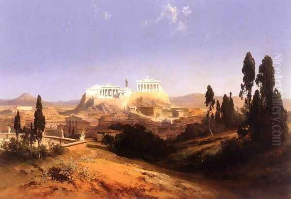 View of Athens Oil Painting by Carl Georg Anton Graeb