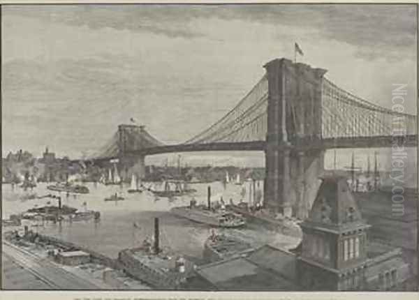 The New York and Brooklyn Suspension Bridge from the Brooklyn Side Oil Painting by Charles Graham