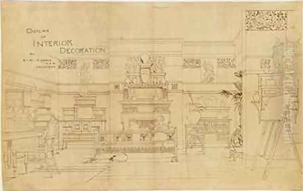 Outline of Interior Decoration Oil Painting by Edward William Godwin