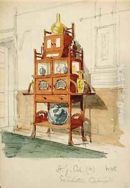 Exhibition Cabinet Oil Painting by Edward William Godwin