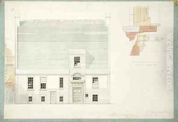 Front Elevation of House for JAM Whistler Esq Tite Street Chelsea Oil Painting by Edward William Godwin