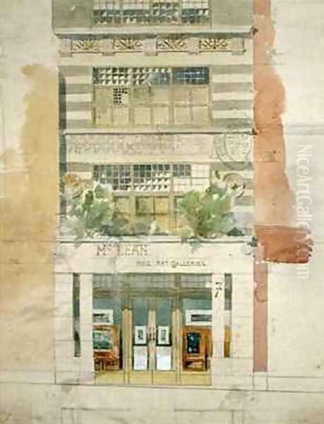 Design for the facade of McLean Fine Art Galleries Haymarket London Oil Painting by Edward William Godwin