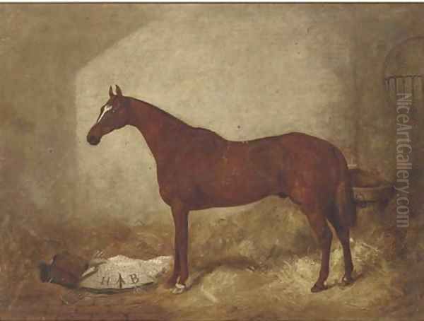 A racehorse in a stable Oil Painting by John Goode