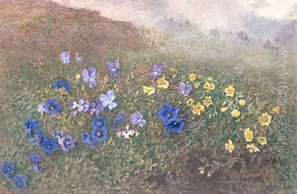 Spring Mountain Flowers Oil Painting by Kate (nee Mallison) Goodwin