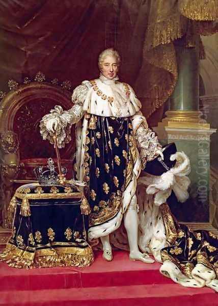 Portrait of Charles X 1757-1836 in Coronation Robes Oil Painting by Paulin Jean Baptiste Guerin