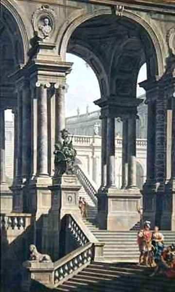 Architectural Perspective Oil Painting by Pietro Gaspari