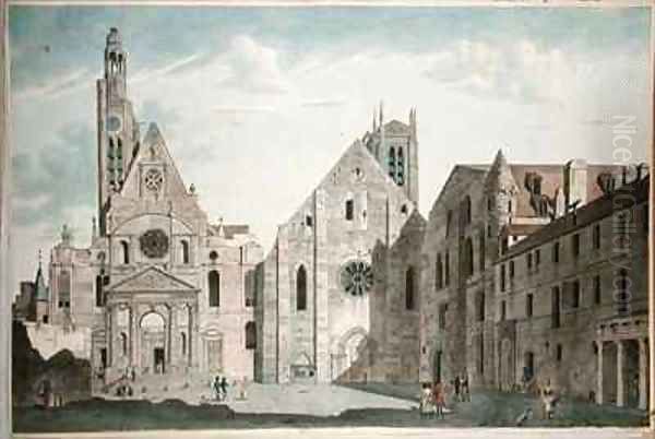 Facades of the Churches of St Genevieve and St Etienne du Mont Oil Painting by Garbizza, Angelo