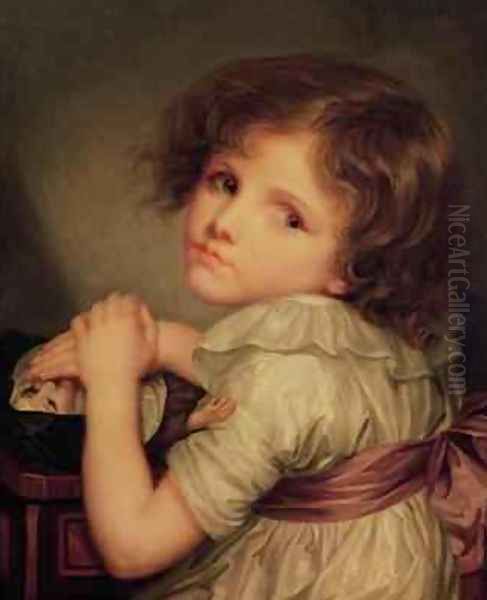 Child with a Doll Oil Painting by Anne Genevieve Greuze