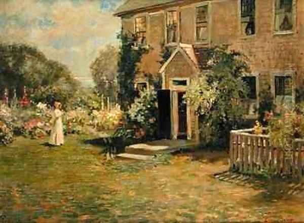 A New England Cottage Oil Painting by Edmund Henry Garrett