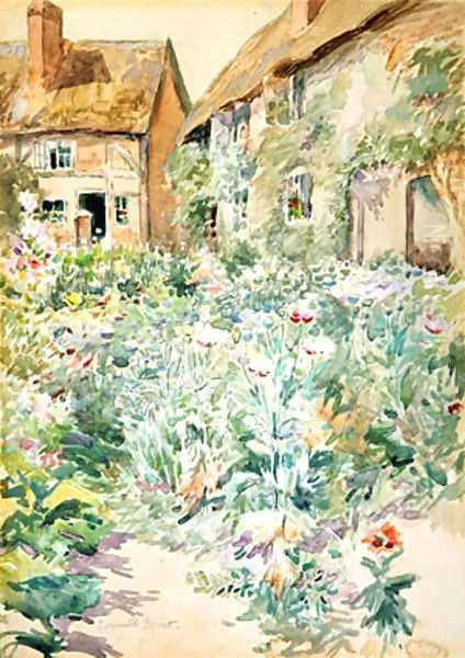 Cottage Garden Warwick England Oil Painting by Edmund Henry Garrett