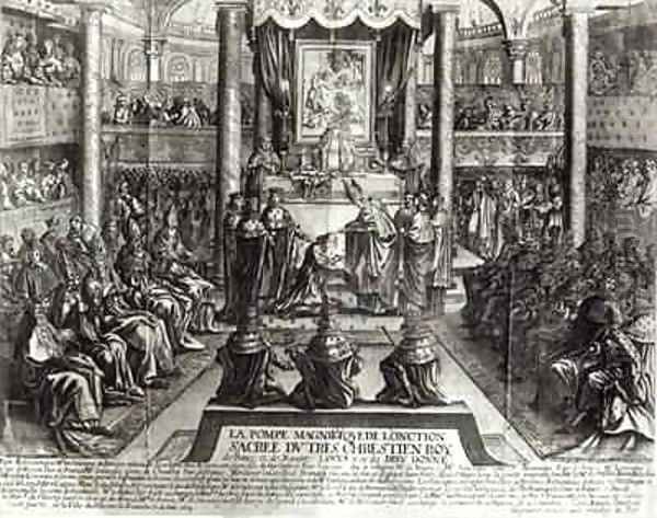 Anointing of Louis XIV 1638-1715 at Reims on 7th June 1654 Oil Painting by Francois Roger de Gaignieres