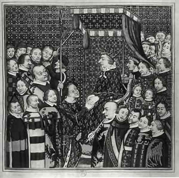 Louis II Count of Clement paying homage to Charles V Oil Painting by Francois Roger de Gaignieres