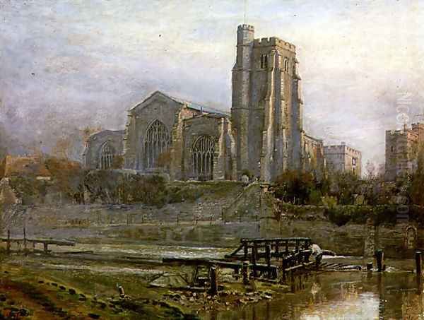 The Old Church at Sunrise Oil Painting by Harry Goodwin