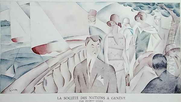 The League of Nations in Geneva Oil Painting by Hubert Giron