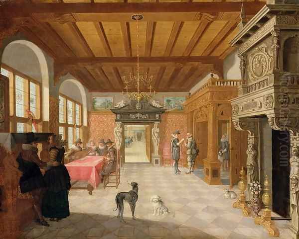 Interior of a Hall with Figures Oil Painting by Nicolaes de Gyselaer