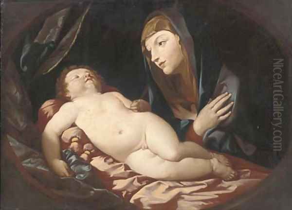 The Madonna and Child, in a feigned oval Oil Painting by Francesco Giovanni Gessi