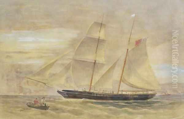 Schooner in Full Sail, leaving Sydney Harbour Oil Painting by Frederick Garling