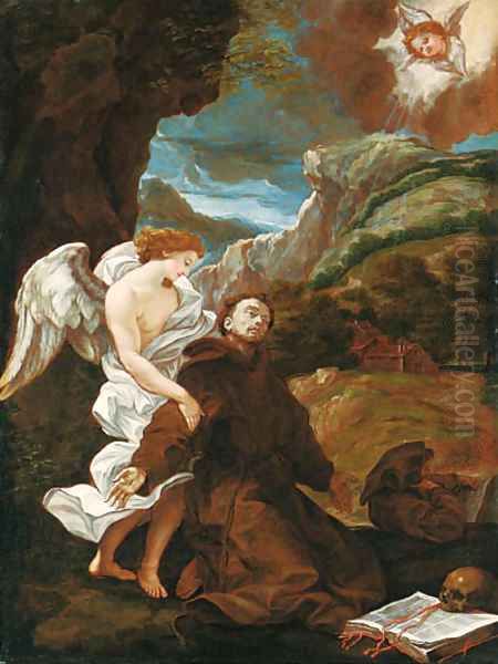 Saint Francis receiving the Stigmata Oil Painting by Giovanni Battista (Baciccio) Gaulli