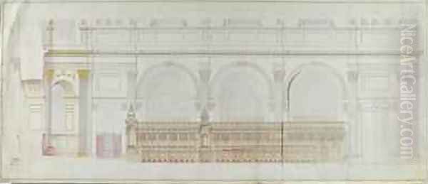 Elevation of the choir in St Pauls Cathedral as redecorated by CR Cockerell 1788-1863 Oil Painting by Alexander Dick Gough