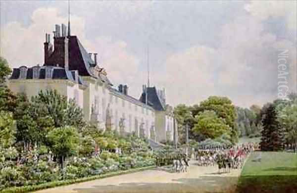 View of the Garden Facade of the Chateau Oil Painting by Auguste Simon Garneray