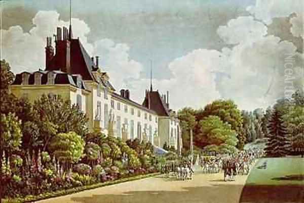 View of the Chateau de la Malmaison next to the park Oil Painting by Auguste Simon Garneray